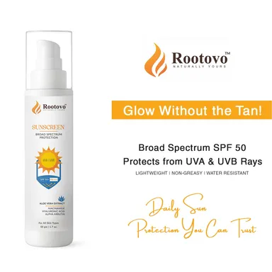 Rootovo SPF 50+ PA+++ Sunscreen Broad Spectrum UVA UVB Protection Face Sunscreen Cream with Aloe Vera Niacinamide Hyaluronic Acid Alpha Arbutin for All Skin Types 50g thumbnail 7