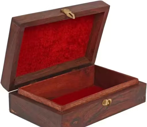 Premium Hand Carved Wooden Jewellery Storage Box with Brass Inlay Floral Design, Vintage Wooden Trinket Organiser Case with Lock, Decorative Jewellery Holder Gift Box for Women image 3
