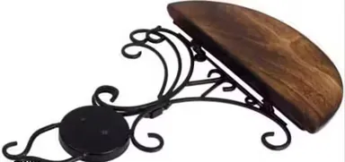 Vintage Wrought Iron Wall Shelf with Hooks Decorative Metal Wall Mount Shelf Rustic Floating Wall Rack for Keys Plants Decor Storage Home Living Room Entryway Organizer thumbnail 1