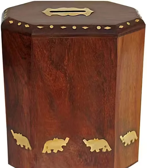 Wooden Money Bank Coin Saving Box with Lock and Key for Kids and Adults Decorative Wooden Piggy Bank Cash Storage Box Reusable Money Saving Box Home Decor Gift image 4