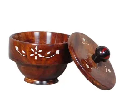 Handcrafted Sheesham Wood Dry Fruit Storage Jar with Lid Carved Wooden Masala Container Decorative Kitchen Storage Box Multipurpose Spice Dry Fruit Holder Brown thumbnail 2