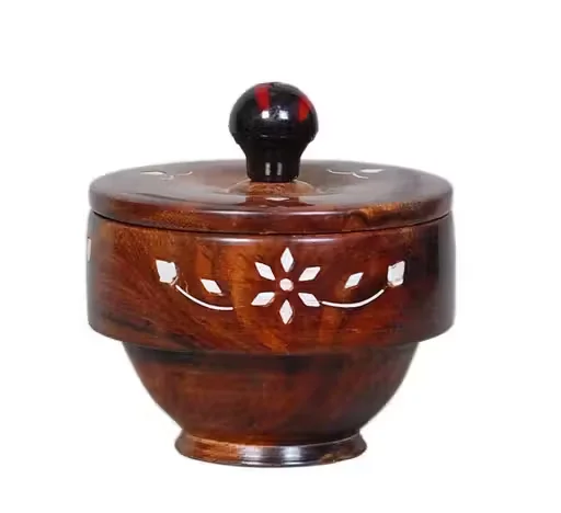 Handcrafted Sheesham Wood Dry Fruit Storage Jar with Lid Carved Wooden Masala Container Decorative Kitchen Storage Box Multipurpose Spice Dry Fruit Holder Brown image 1