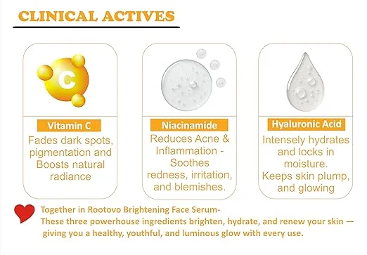 Rootovo SPF 50+ PA+++ Broad Spectrum Sunscreen with Aloe Vera Niacinamide Hyaluronic Acid Alpha Arbutin for Face UV Protection + Rootovo Vitamin C Niacinamide Hyaluronic Acid Daily Brightening Face Serum 30ml Skin Glow Anti Pigmentation Combo image 5