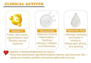 Rootovo SPF 50+ PA+++ Broad Spectrum Sunscreen with Aloe Vera Niacinamide Hyaluronic Acid Alpha Arbutin for Face UV Protection + Rootovo Vitamin C Niacinamide Hyaluronic Acid Daily Brightening Face Serum 30ml Skin Glow Anti Pigmentation Combo thumbnail 4
