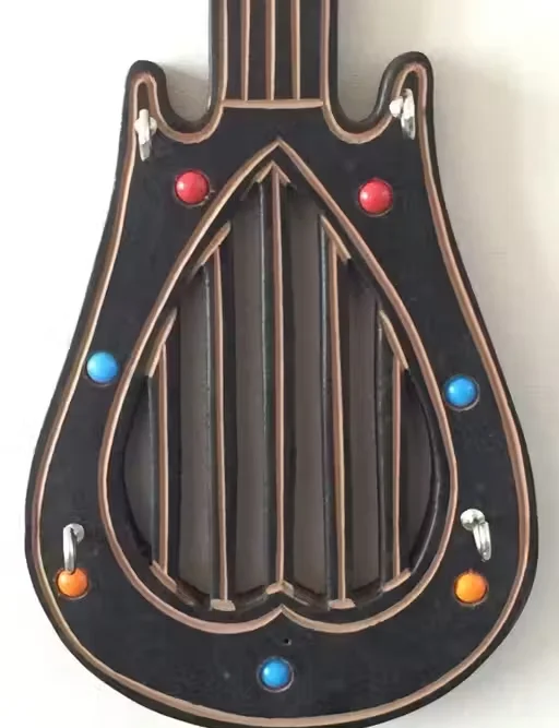 Modern Wooden Guitar Shape Key Holder for Wall Decor with 5 Metal Hooks Decorative Key Stand for Home Entrance Key Hanging Rack for Wall Mounted Key Organiser image 2