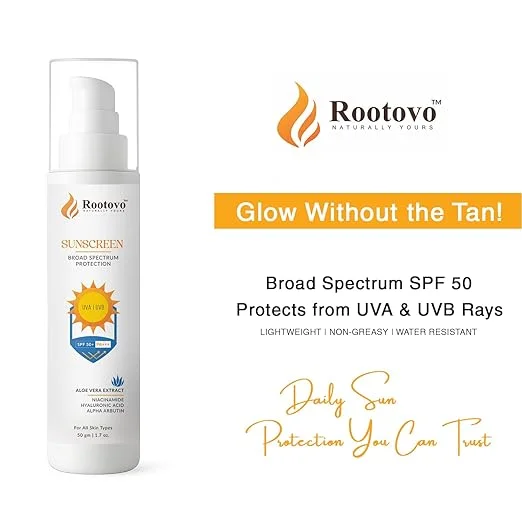Rootovo Ceramide Moisturizer 100ml with Hyaluronic Acid Probiotic Rice Water + SPF 50 PA+++ Broad Spectrum Sunscreen 50ml Niacinamide Aloe Vera Alpha Arbutin Skin Repair Hydration Skincare Combo for Dry Sensitive Skin image 4