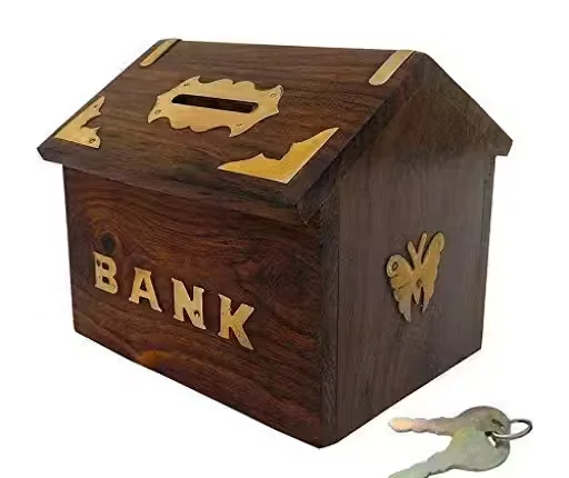 Premium Wooden Piggy Bank with Lock and Key for Kids and Adults Money Saving Box Wooden Coin Bank Decorative Home Savings Box Reusable Cash Storage Gift for Children and Students image 2