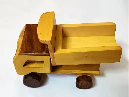 Wooden Toy Truck for Kids Handmade Natural Wood Dumper Truck Toy Vehicle Eco Friendly Montessori Learning Toy for Toddlers Boys Girls Gift Toy Truck India image 1