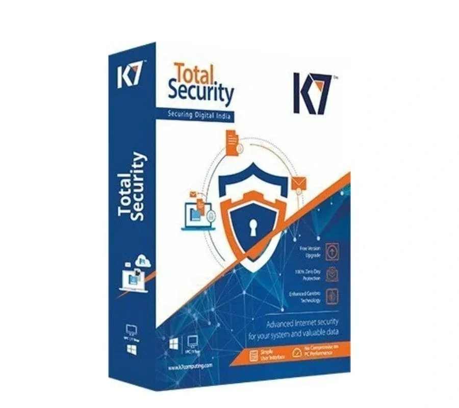 K7 Total Security Antivirus Software 1 PC 1 Year License Key Digital Download Advanced Internet Security Malware Ransomware Protection for Windows Laptop Desktop India image 1