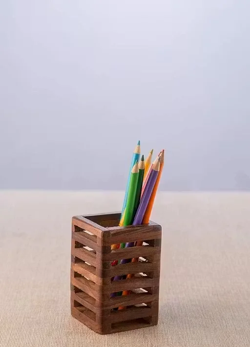 Handcrafted Wooden Square Tea Light Candle Holder Natural Wood Decorative Lantern Table Centrepiece Home Decor Candle Stand for Living Room Bedroom Dining Table Festive Decor image 2