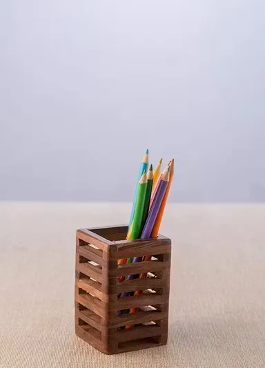 Handcrafted Wooden Square Tea Light Candle Holder Natural Wood Decorative Lantern Table Centrepiece Home Decor Candle Stand for Living Room Bedroom Dining Table Festive Decor thumbnail 1