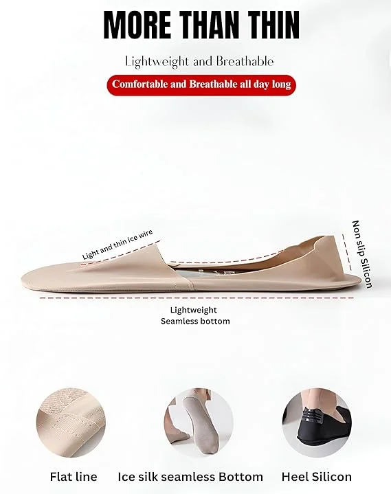 Mens Silicone Anti Slip Invisible No Show Socks Breathable Stretch Low Cut Loafer Socks Sweat Absorbent Hidden Socks for Formal Shoes Sneakers Boat Shoes Black image 2