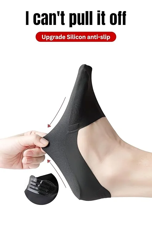 Mens Silicone Anti Slip Invisible No Show Socks Breathable Stretch Low Cut Loafer Socks Sweat Absorbent Hidden Socks for Formal Shoes Sneakers Boat Shoes Black image 3
