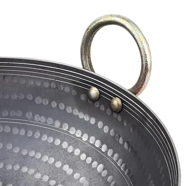Food Grade Iron Kadai 3L | Smooth Edge Heavy Base Hammered Iron Kadhai with Riveted Handles, Metal Spoon Friendly, Gas & Induction Compatible Wok Kadhai 3 1000 ML thumbnail 4