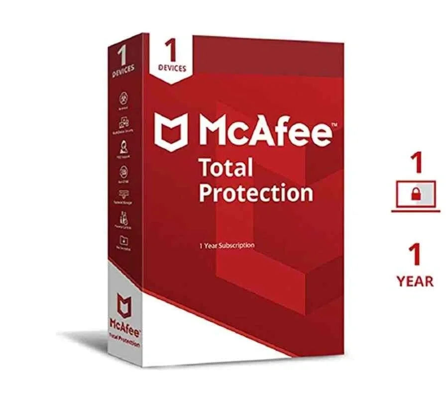 McAfee Total Protection Antivirus Software 1 PC 1 Year Internet Security with Secure VPN Identity Protection Malware Ransomware Defence Windows Laptop Desktop Digital Download India image 1