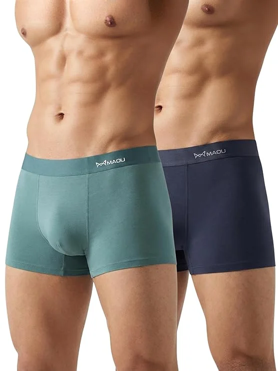 Men Breathable Cotton Stretch Trunk Underwear Pack of 2 Anti-Odour Soft Elastic Waist Boxer Briefs Comfortable Daily Wear Innerwear for Men Gym Running Office All Day Support image 1