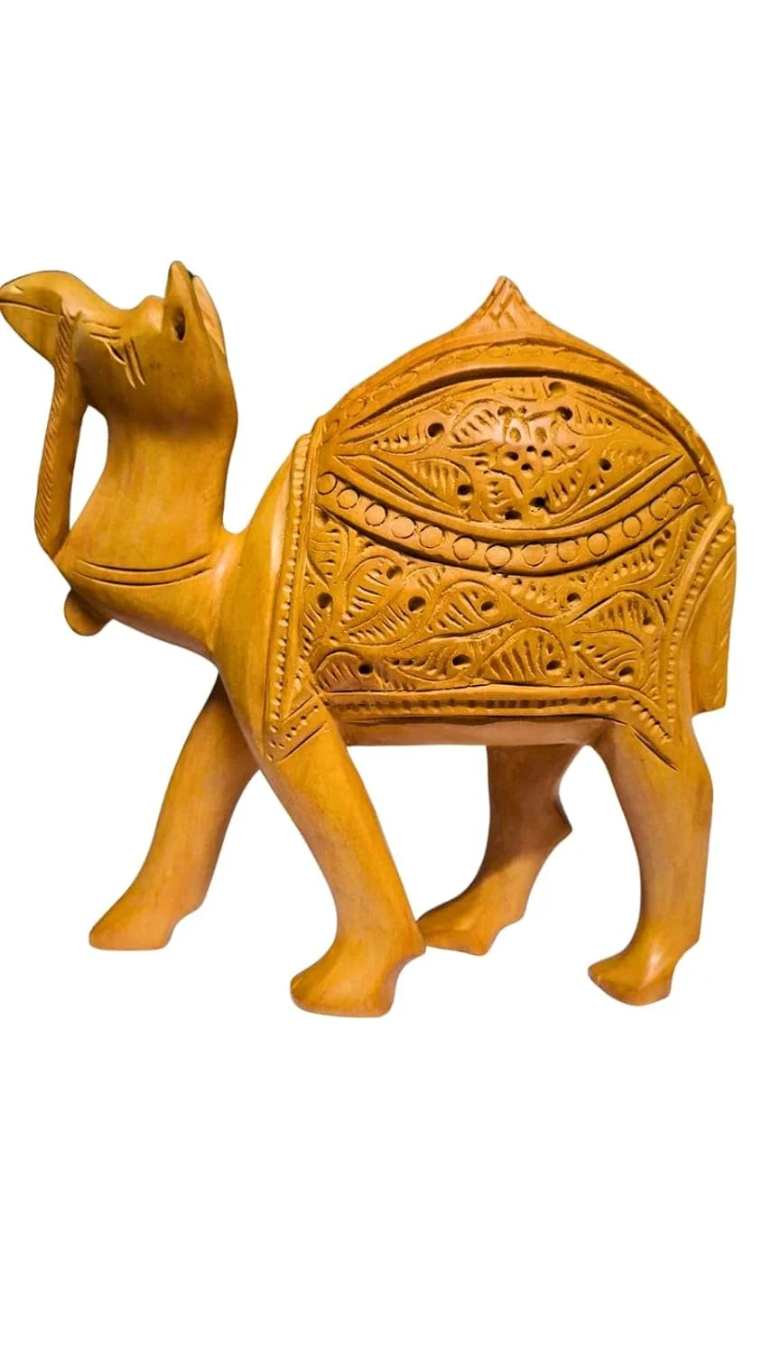Handcrafted Wooden Camel Statue Rajasthani Camel Showpiece Decorative Camel Sculpture Indian Handicraft Desert Animal Figurine for Home Office Decor Shelf Table Display image 1