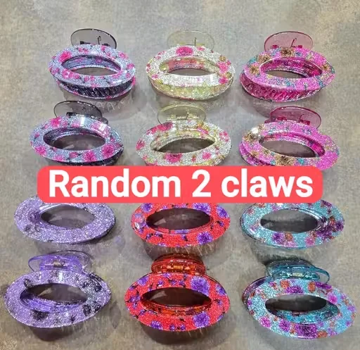 Women Glitter Hair Claw Clips Set Random 2 Pcs Sparkle Acrylic Hair Clutcher Stylish Hair Clamp Non Slip Hair Accessories For Girls Party Wedding Daily Use Fashion Hair Clips image 1