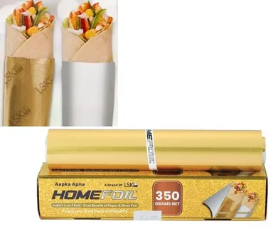 CLEAN WRAP 2in1 Golden & Paper Foil 350g Net Kitchen Baking Cooking Wrapping Aluminium Foil & Golden Foil Pack thumbnail 2