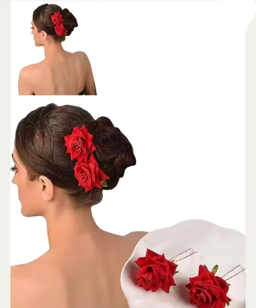 Juda Rose Flower Pins for Hair Elegant Bridal Floral Hair Accessories Wedding Party Hairpins Handmade Decorative Rose Pins image 3