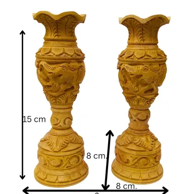 Luxury Decorative Flower Vase Stand Set Royal Carved Pedestal Vase Stand with Artificial Flower Arrangement Tall Floor Flower Vase Stand Wedding Stage Decoration Living Room Luxury Decor thumbnail 1
