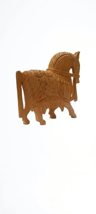 Hand Carved Wooden Horse Statue Traditional Indian Wooden Horse Showpiece Decorative Animal Figurine Handmade Wood Carving Horse Sculpture Table Decor Home Living Room Gift Item image 1