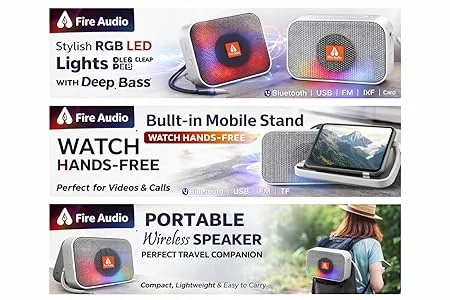 Refurbished) Fire Audio Fire 7 Pro Wireless Bluetooth Speaker Portable 5W Bass Stereo Sound RGB LED Mini Speaker USB AUX TF Card Support Rechargeable Outdoor Travel Speaker India image 2