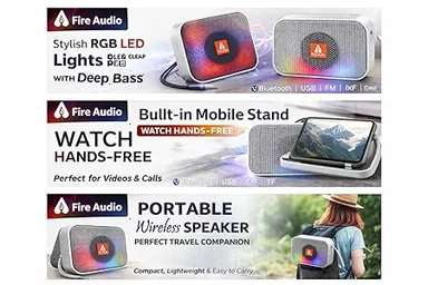 Refurbished) Fire Audio Fire 7 Pro Wireless Bluetooth Speaker Portable 5W Bass Stereo Sound RGB LED Mini Speaker USB AUX TF Card Support Rechargeable Outdoor Travel Speaker India thumbnail 1