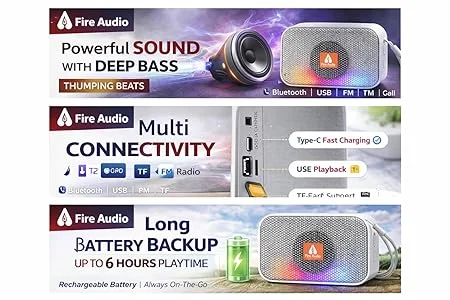 Refurbished) Fire Audio Fire 7 Pro Wireless Bluetooth Speaker Portable 5W Bass Stereo Sound RGB LED Mini Speaker USB AUX TF Card Support Rechargeable Outdoor Travel Speaker India image 1