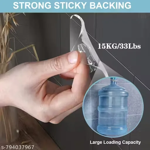 Transparent Self Adhesive Wall Hooks Pack of 20 Heavy Duty Sticky Hooks Waterproof Seamless Wall Hangers for Kitchen Bathroom Bedroom Multipurpose Holder image 3