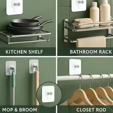 Heavy Duty Transparent Self Adhesive Screw Wall Hooks Pack of 20 Waterproof Sticky Bolt Hooks No Drill Wall Mount Hooks for Kitchen Bathroom Towel Holder thumbnail 1