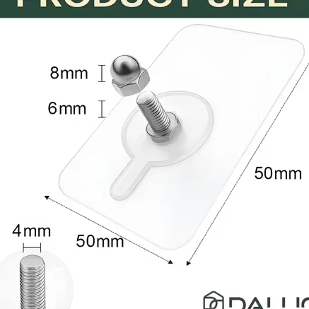 Heavy Duty Transparent Self Adhesive Screw Wall Hooks Pack of 20 Waterproof Sticky Bolt Hooks No Drill Wall Mount Hooks for Kitchen Bathroom Towel Holder image 1