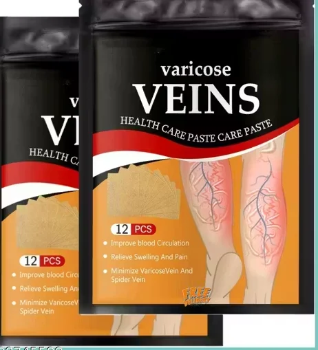 Herbal Varicose Veins Relief Patches Pack of 12 Natural Spider Vein Treatment Patch Leg Pain Swelling Relief Blood Circulation Support Vein Care Patch image 1