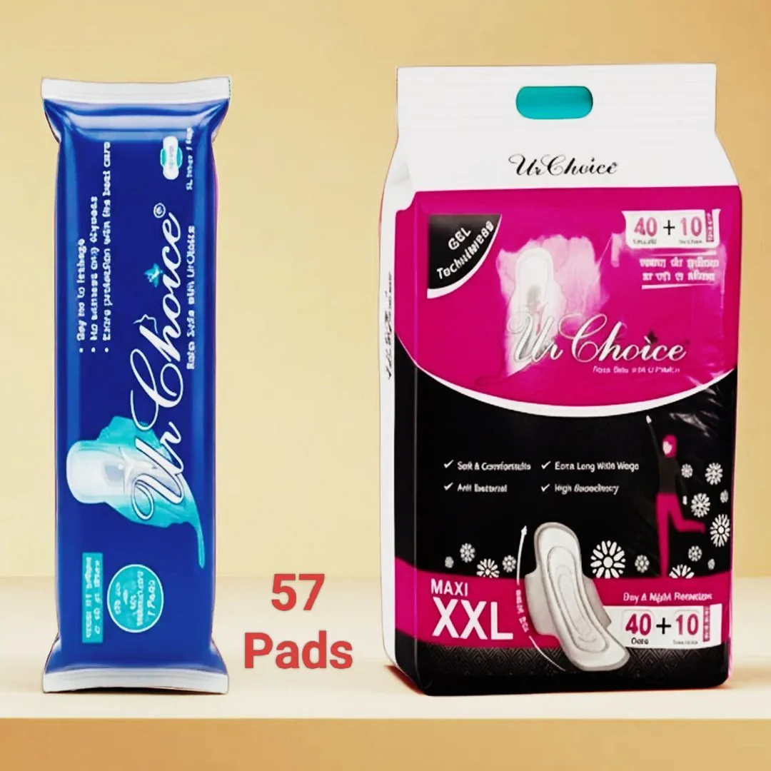 U Choice Maxi XXL Sanitary Pads 40 + 10 Pack Ultra Soft Cotton Feel Extra Long Wide Wings High Absorbency Leak Protection Day Night Period Pads for Women image 1