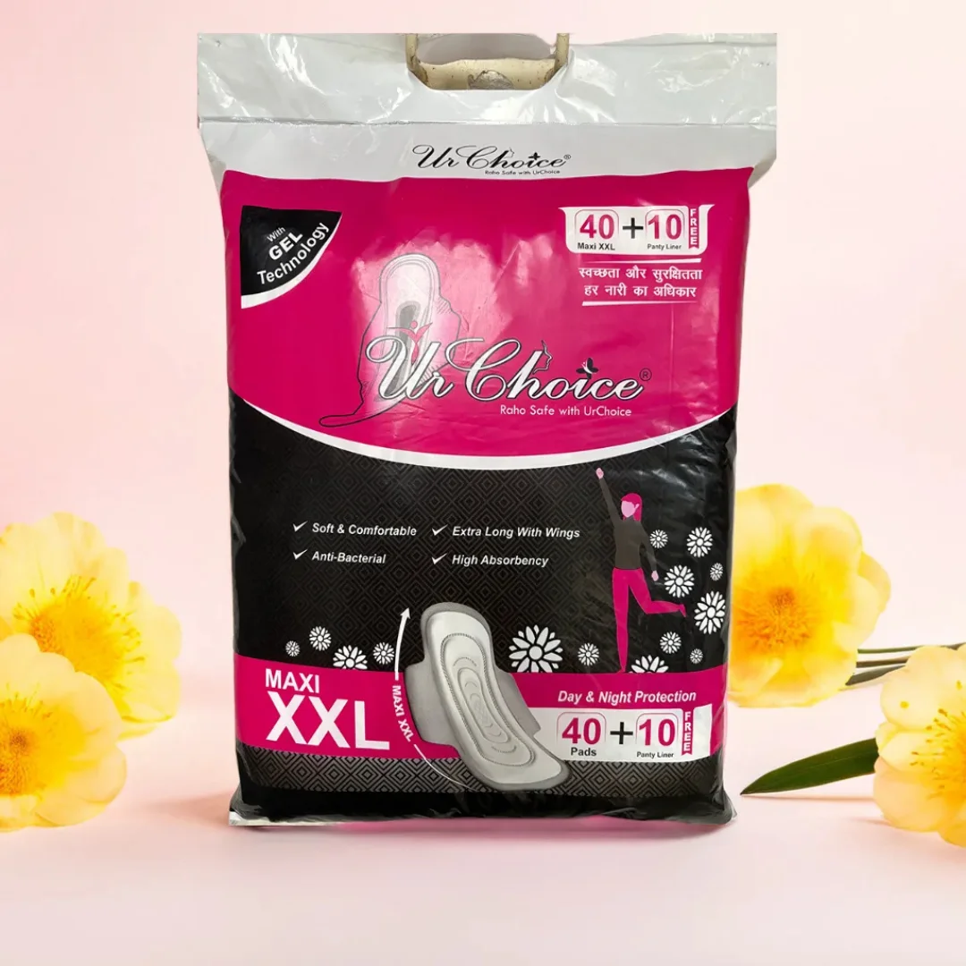 Ur Choice Maxi XXL Sanitary Pads with Wings 70 Pads Pack 50+20 Combo Ultra Soft Anti Bacterial High Absorbency Day Night Protection Extra Long Women Hygiene Pads India image 1