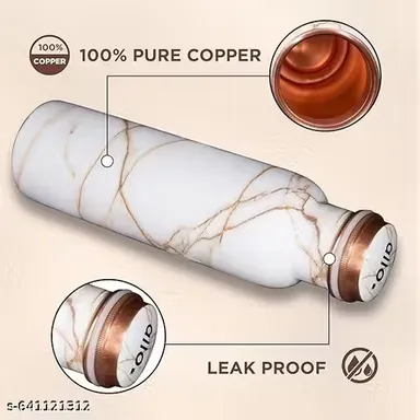 Premium Pure Copper Water Bottle 1000ml Leak Proof Ayurvedic Health Drinking Bottle with Dark Embossed Traditional Design Lacquer Finish Copper Bottle for Home Office Yoga Travel thumbnail 1