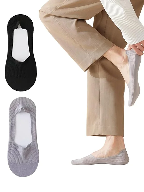 Men’s Invisible No Show Loafer Socks Breathable Anti Slip Cotton Low Cut Socks for Sneakers Formal Shoes Ballet Flats Sweat Absorbing Comfort Foot Socks image 1