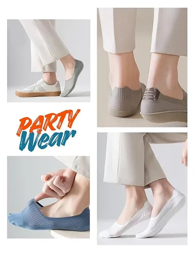 Breathable Invisible No Show Cotton Socks for Men Women Anti Slip Low Cut Loafer Socks Sweat Absorbing Casual Formal Shoe Liner Socks Grey Black Khaki thumbnail 3