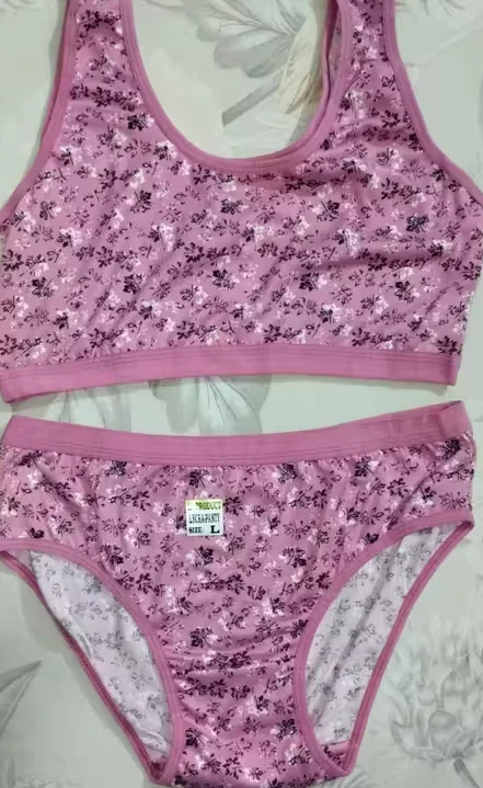 Women Pink Floral Cotton Sports Bra Panty Set Breathable Seamless Non Padded Comfort Lingerie Set Soft Stretch Everyday Innerwear Bralette Underwear Set for Women Women Pink Floral Cotton Sports Bra Panty Set Breathable Seamless Non Padded Comfort Lingeri image 1