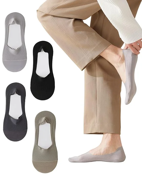 Unisex No Show Invisible Cotton Loafer Socks Anti Slip Silicone Grip Breathable Low Cut Boat Socks for Men Women Casual Formal Shoes Comfort Foot Liner India image 1