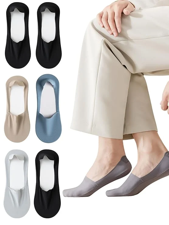 Unisex Invisible No Show Socks with Silicone Heel Grip Breathable Cotton Blend Low Cut Loafer Socks Anti Slip Liner Socks for Sneakers Formal Shoes Casual Office Wear image 1