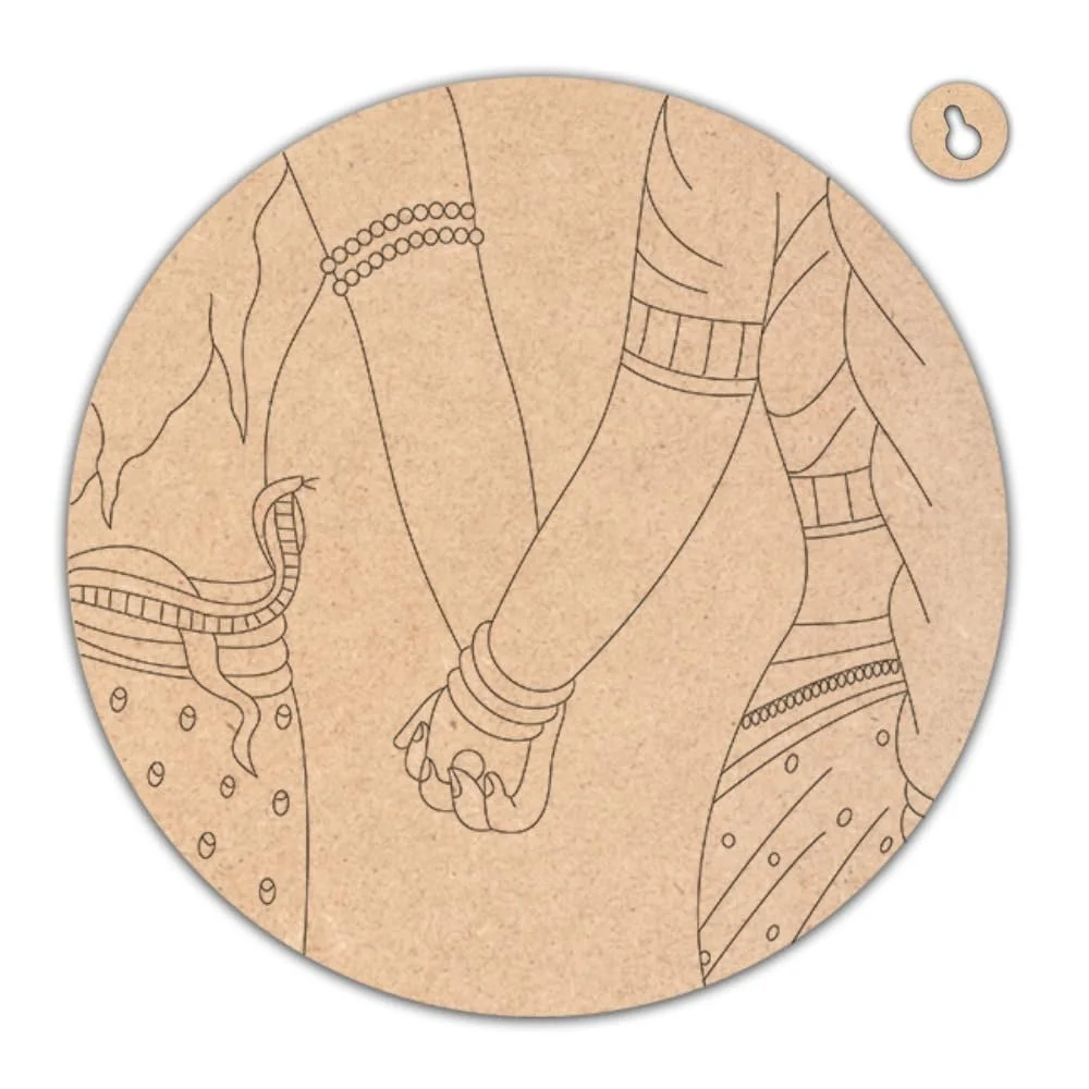 Radha Krishna MDF Wooden Wall Hanging Laser Cut Wall Art Round Wooden Wall Decor Spiritual Home Decoration Living Room Bedroom Temple Wall Hanging image 1