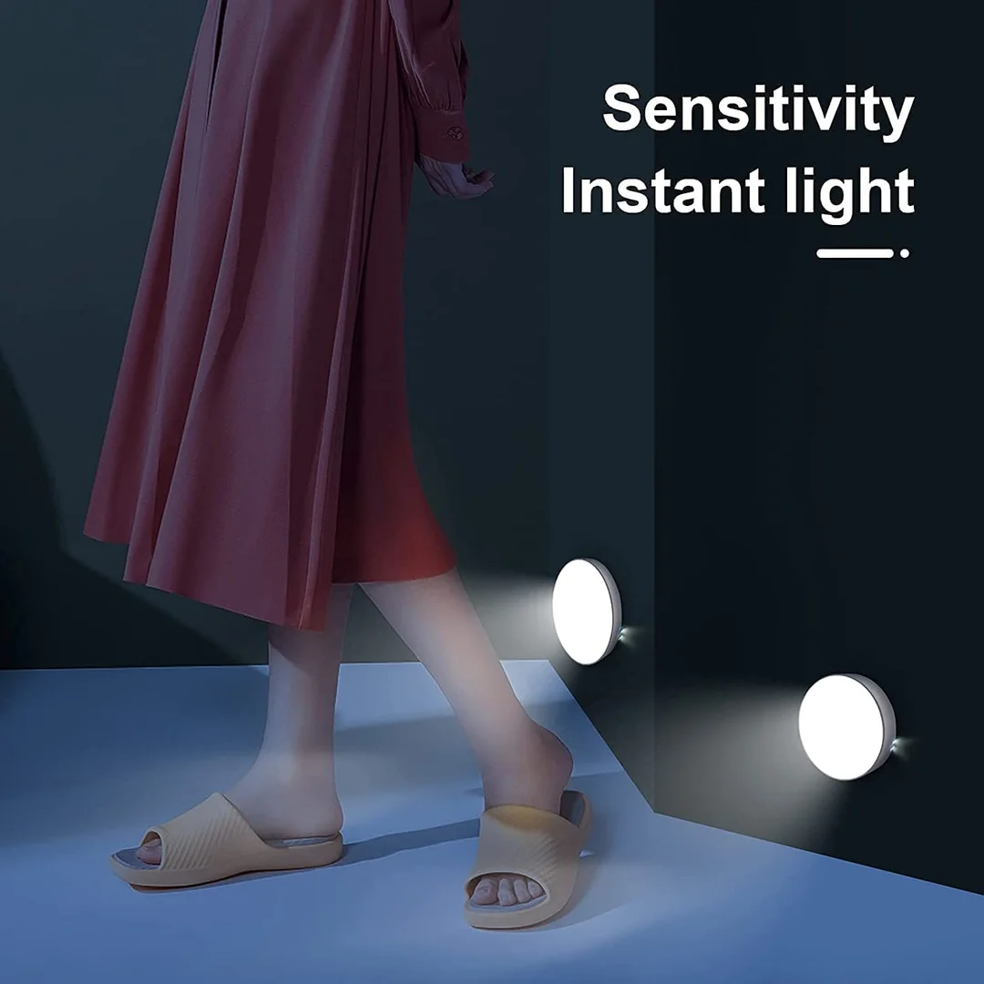 Wireless Motion Sensor LED Light Rechargeable USB Magnetic Self Adhesive Night Light for Home Wardrobe Cabinet Staircase Motion Activated Lamp image 4