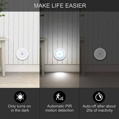 Wireless Motion Sensor LED Light Rechargeable USB Magnetic Self Adhesive Night Light for Home Wardrobe Cabinet Staircase Motion Activated Lamp thumbnail 4