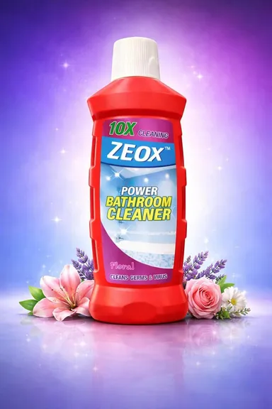 Zeox Floral Floor Cleaner Liquid Germ Protection Disinfectant for Tiles Marble Granite Floors with Long Lasting Fragrance Home Cleaning Solution 2L + Zeox Power Bathroom Cleaner Liquid for Tiles Sink Toilet Stain Remover 500ml Combo Pack thumbnail 1