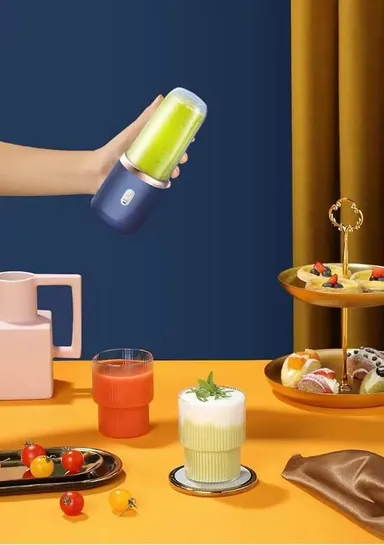 Portable Blender Electric Juicer USB Rechargeable Mini Smoothie Maker 6 Blades 3 Speed Personal Fruit Mixer 1500mAh Battery Travel Juicer Bottle thumbnail 3