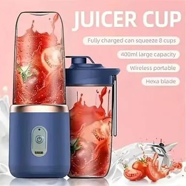 Portable Blender Electric Juicer USB Rechargeable Mini Smoothie Maker 6 Blades 3 Speed Personal Fruit Mixer 1500mAh Battery Travel Juicer Bottle thumbnail 5