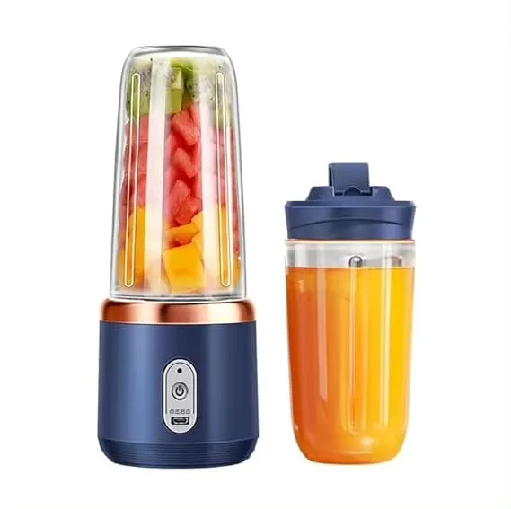 Portable Blender Electric Juicer USB Rechargeable Mini Smoothie Maker 6 Blades 3 Speed Personal Fruit Mixer 1500mAh Battery Travel Juicer Bottle image 1
