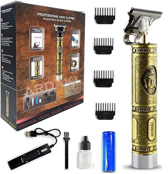 Professional Beard Trimmer for Men Metal Body Gold Hair Clipper Adjustable Blade Precision Shaver Close Cut Cordless Grooming Machine Body Trimmer Rechargeable Low Noise High Power image 5