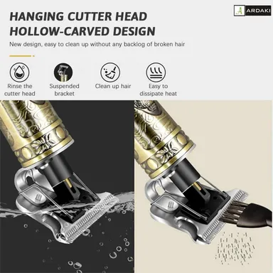 Professional Beard Trimmer for Men Metal Body Gold Hair Clipper Adjustable Blade Close Cut Precision Shaver Rechargeable Grooming Machine for Hair Beard Body India thumbnail 2